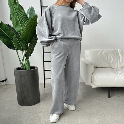 Flesuah Nola – 2-teiliges Damen-Pyjama-Set in Samtoptik