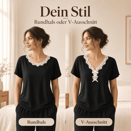 Flesuah Elora – 3-teiliges Damen Pyjama-Set aus Modal mit Spitzendetails