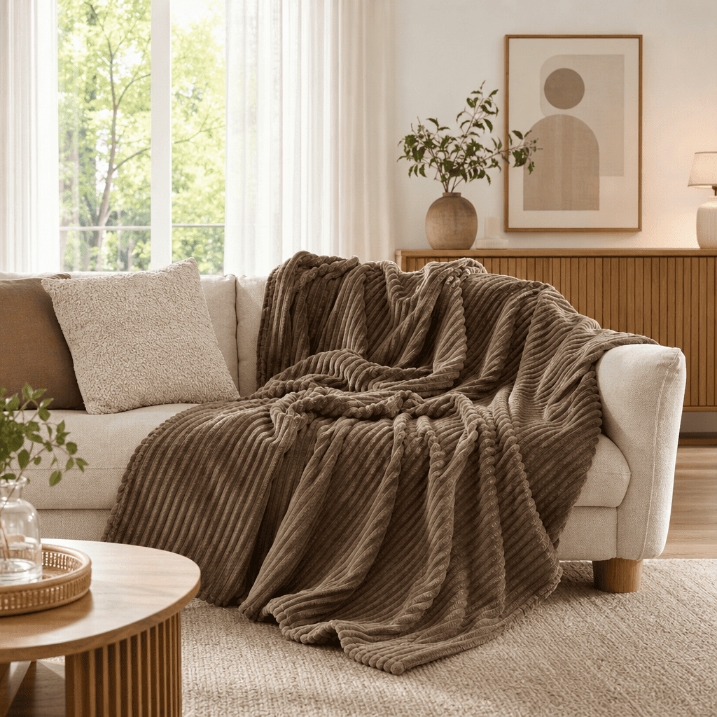 Flesuah Nuvia – Kuschelige Wohndecke mit Rippstruktur