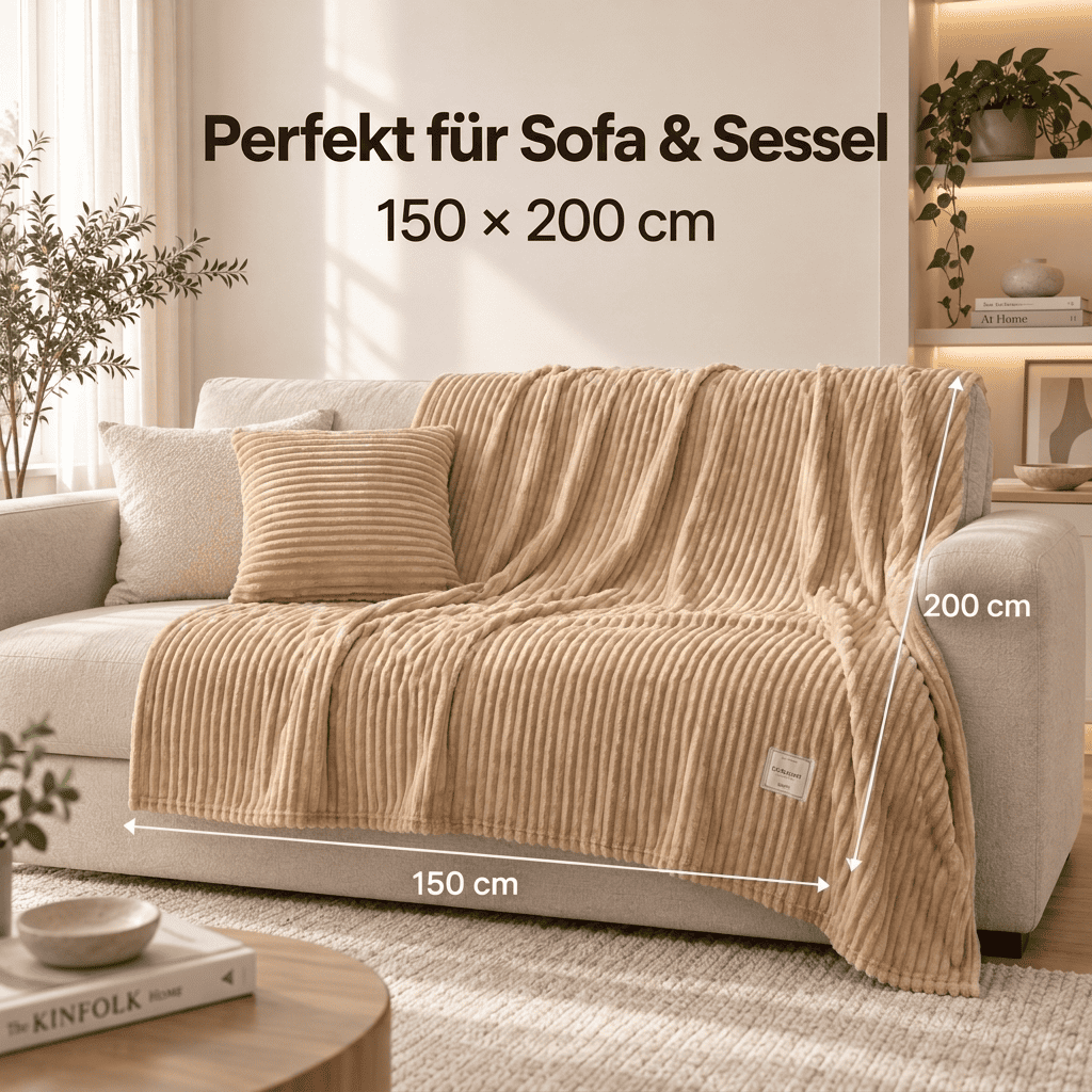 Flesuah Nuvia – Kuschelige Wohndecke mit Rippstruktur