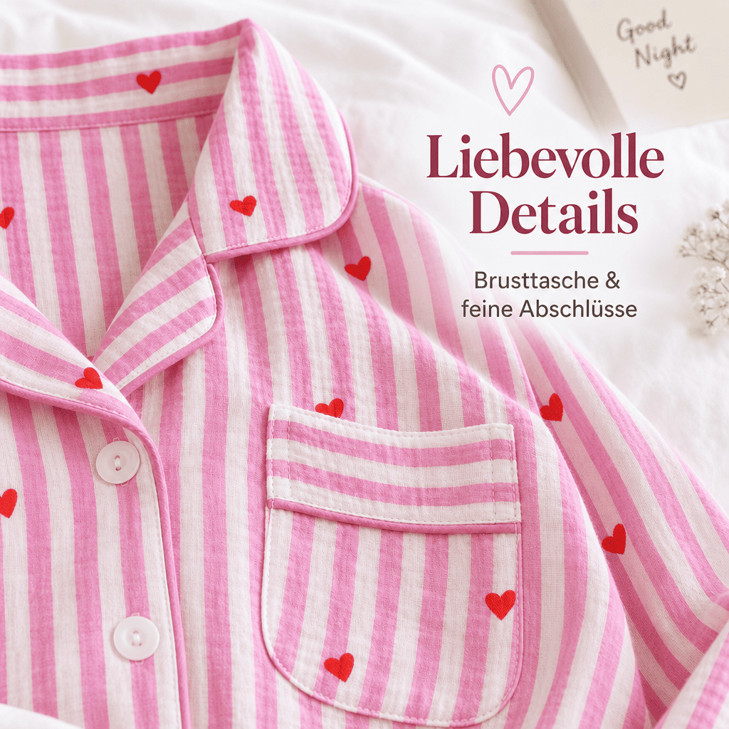 Flesuah Colette – Klassischer Damen-Pyjama mit Herzprint