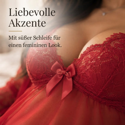 Célina – Damen-Negligé-Set mit Spitze & Morgenmantel